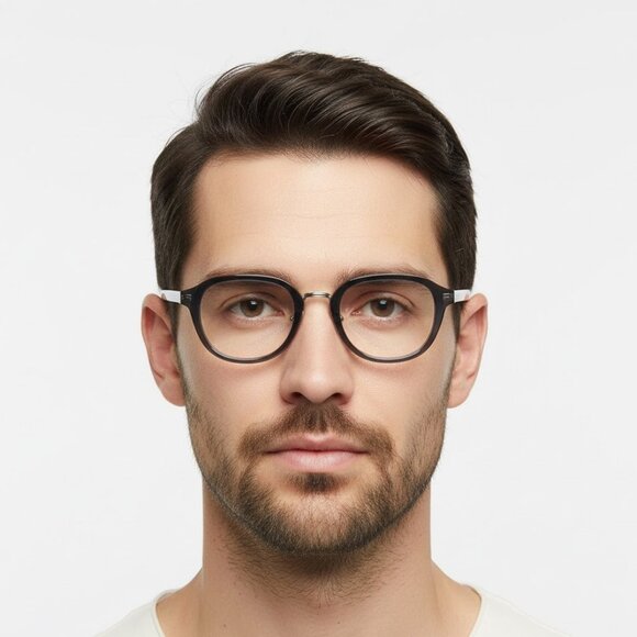 Berluti Mens Round/Oval Blue Silver Transparent Fashion Designer Eyewear